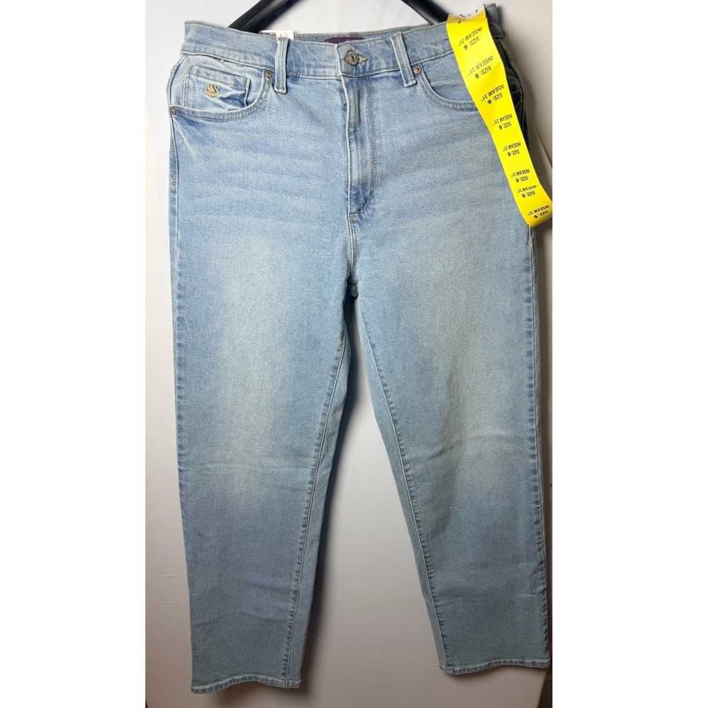 Gloria Vanderbilt Womens High Rise Relaxed Straight Leg Jeans Light Wash Blue 6